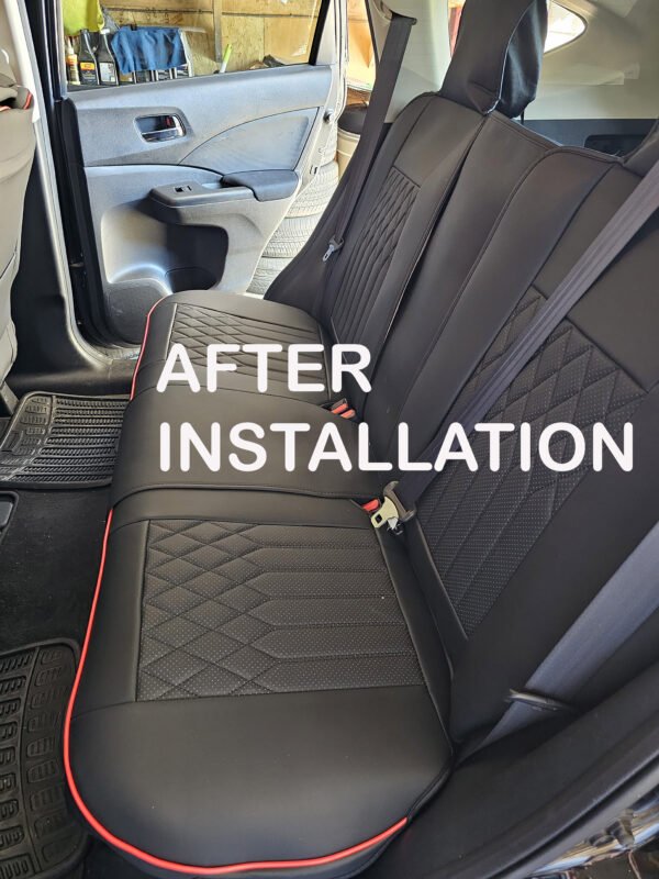 Fit Car Seat Covers Seats Waterproof Napa Leather Front & Rear Seat Cover Accessories, Automotive Vehicle Auto Interior Covers(Black & Red Lines, Full Set) - Image 3