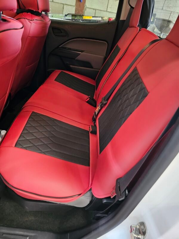 Fit Car Seat Covers Seats Waterproof Napa Leather Front & Rear Seat Cover Accessories, Automotive Vehicle Auto Interior Covers(Wine Red & Black, Full Set) - Image 6