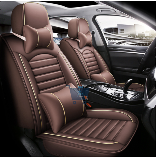 Coffee Universal Car Seat Covers Leather in Coffee Color with Pillow All Cars Auto Accessories - Image 4