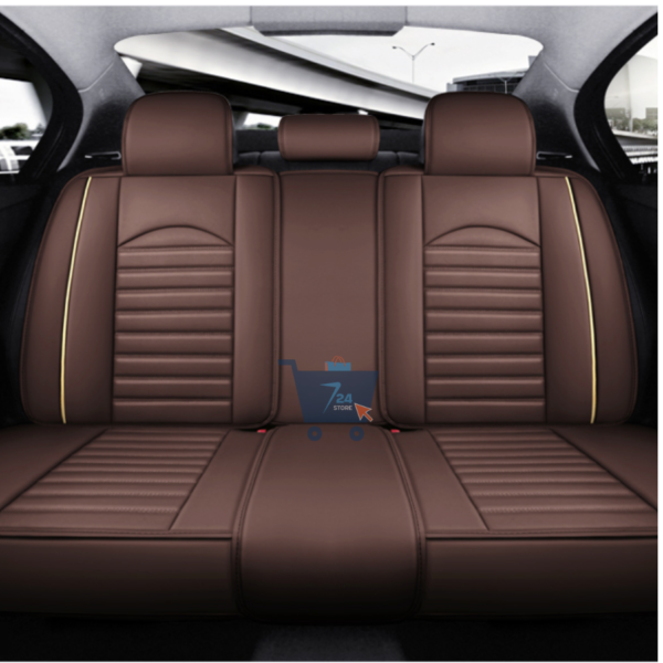Coffee Universal Car Seat Covers Leather in Coffee Color with Pillow All Cars Auto Accessories - Image 2