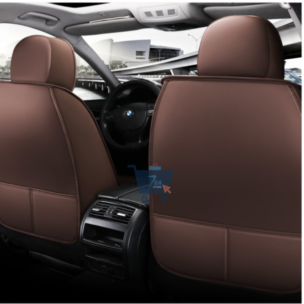 Coffee Universal Car Seat Covers Leather in Coffee Color with Pillow All Cars Auto Accessories - Image 3