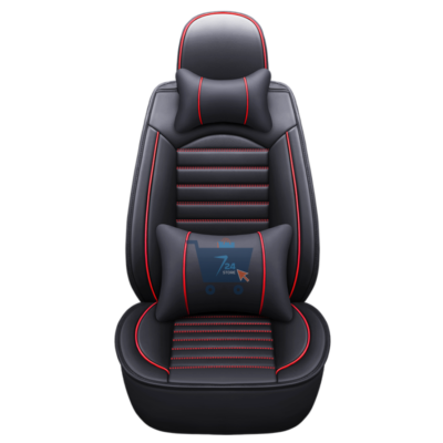 Black & Red Universal Car Seat Covers without Pillow PU Leather Auto Accessories