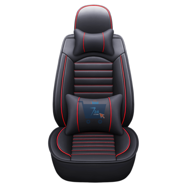 Black & Red Universal Car Seat Covers without Pillow PU Leather Auto Accessories