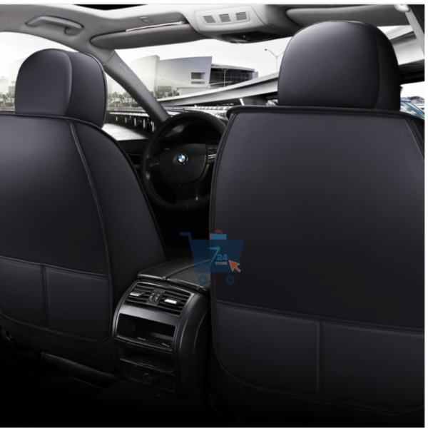 Black & White Universal Car Seat Covers with Pillow Explorer PU Leather Auto Accessories - Image 4