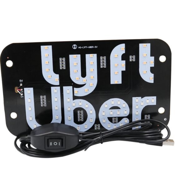 Car LED Light Sign with USB Interfaces, Blue Light Switch for Easy Nighttimes Passenger Location, with Suction Cups for Windows