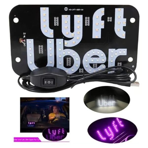 Car LED Light Sign with USB Interfaces, Blue Light Switch for Easy Nighttimes Passenger Location, with Suction Cups for Windows - Image 7