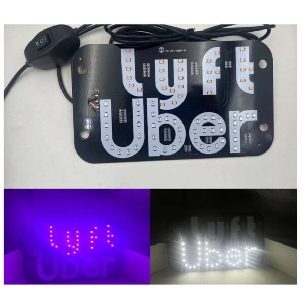 Car LED Light Sign with USB Interfaces, Blue Light Switch for Easy Nighttimes Passenger Location, with Suction Cups for Windows - Image 4