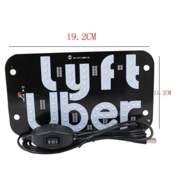 Car LED Light Sign with USB Interfaces, Blue Light Switch for Easy Nighttimes Passenger Location, with Suction Cups for Windows - Image 2