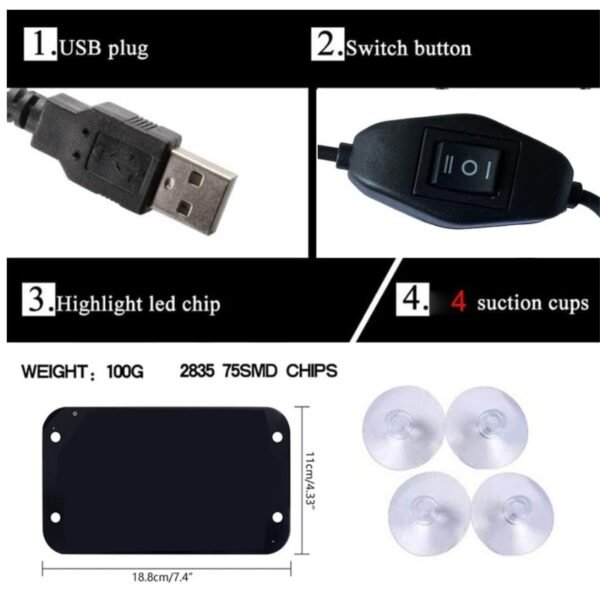 Car LED Light Sign with USB Interfaces, Blue Light Switch for Easy Nighttimes Passenger Location, with Suction Cups for Windows - Image 3