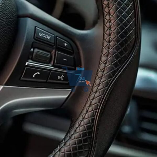 Premium Leather Steering Wheel Cover: Universal Genuine Leather, Breathable, Anti-Slip - Image 3