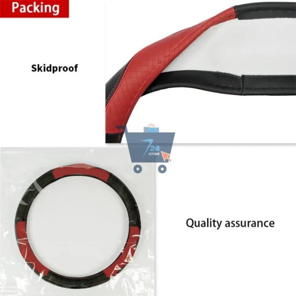 Simple Best M Size Leather Car Steering Wheel Covers - Image 3