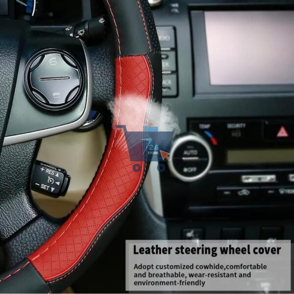 Simple Best M Size Leather Car Steering Wheel Covers - Image 2