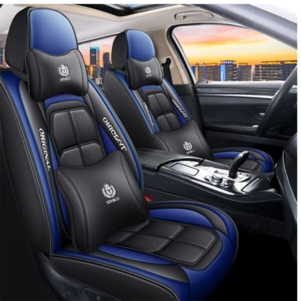Car Seat Covers 5 Seats Full Set Pu Leather Seat Protector with Pillows