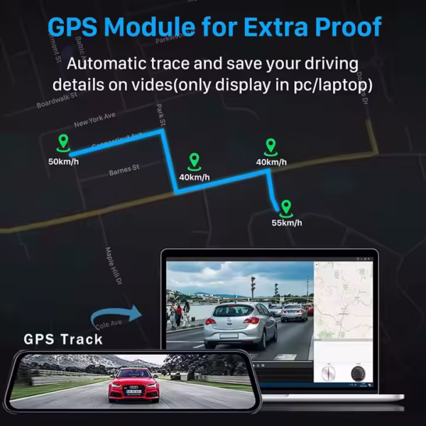 4K Mirror Dash Cam, 10'' Rear View Mirror Camera Smart Driving Assistant w/ADAS and BSD,Front and Rear Camera,Voice Control,Night Vision,Parking Mode,128GB Memory Card - Image 7