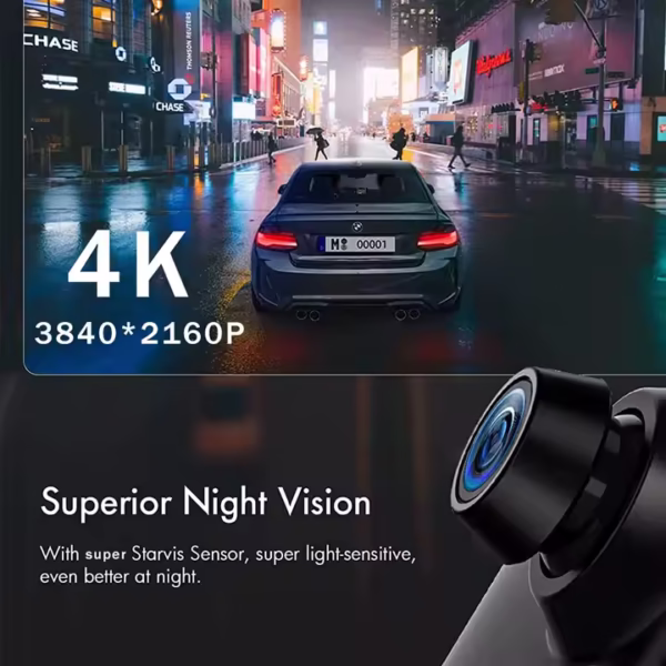 4K Mirror Dash Cam, 10'' Rear View Mirror Camera Smart Driving Assistant w/ADAS and BSD,Front and Rear Camera,Voice Control,Night Vision,Parking Mode,128GB Memory Card - Image 6